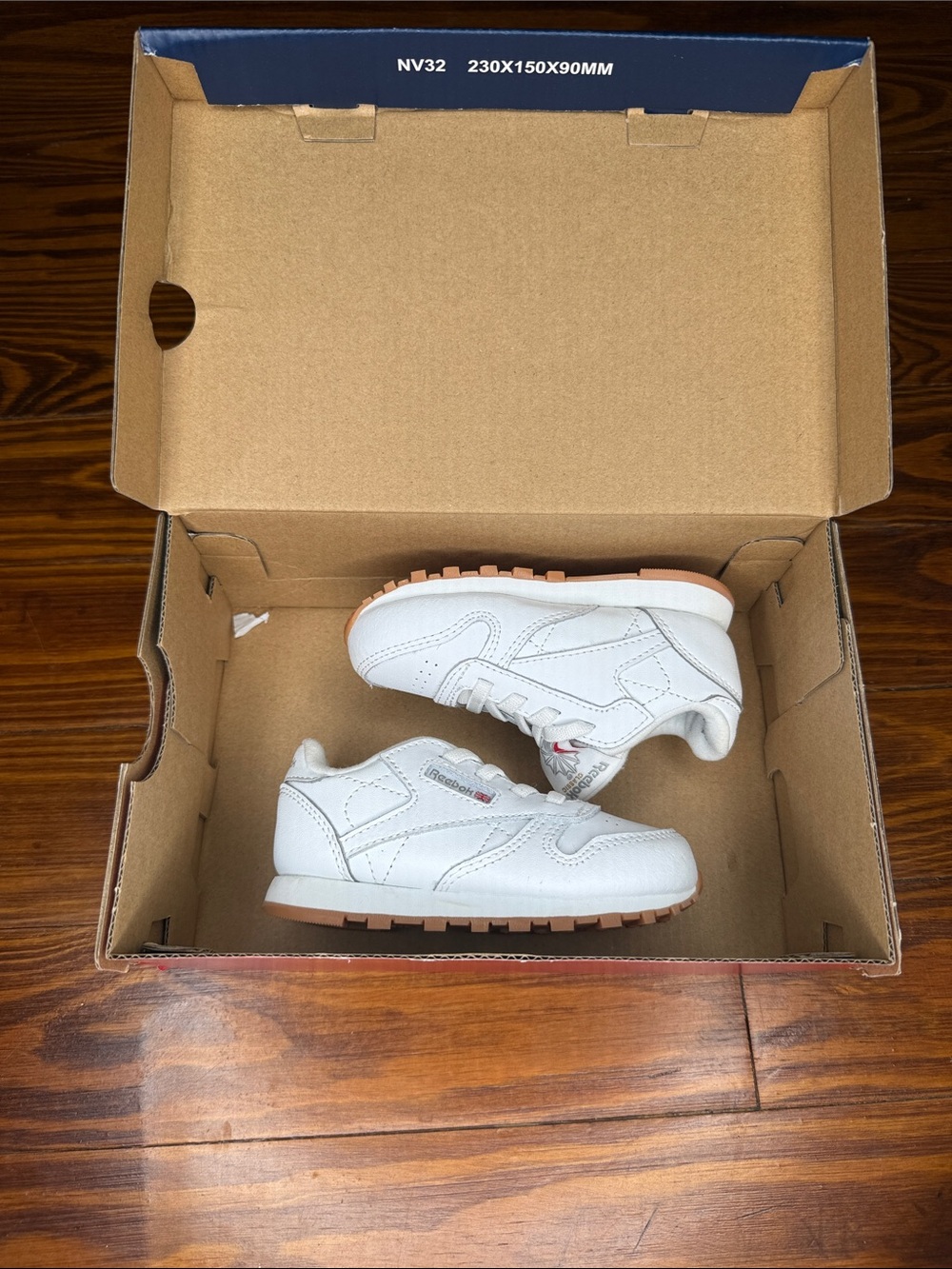 Reebok Kids White Leather Sneakers with Gum Outsole